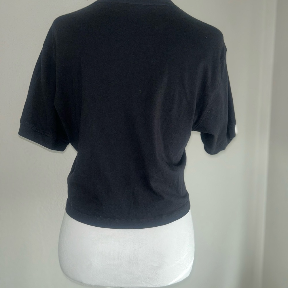 Adidas Black Ruched Drawstring cropped T-Shirt - Picture 3 of 4